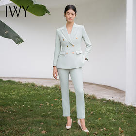 IWY/浅绿色高端通勤干练职业西服套装女艺考主持人面试装通勤干练C11385+P11385