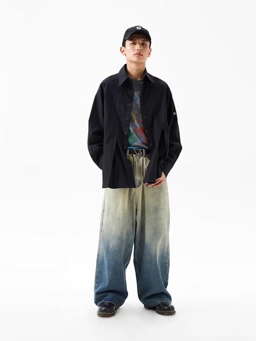 FMACM/CK24166/黄泥渐变水洗扎花复古宽松牛仔裤 商品图2