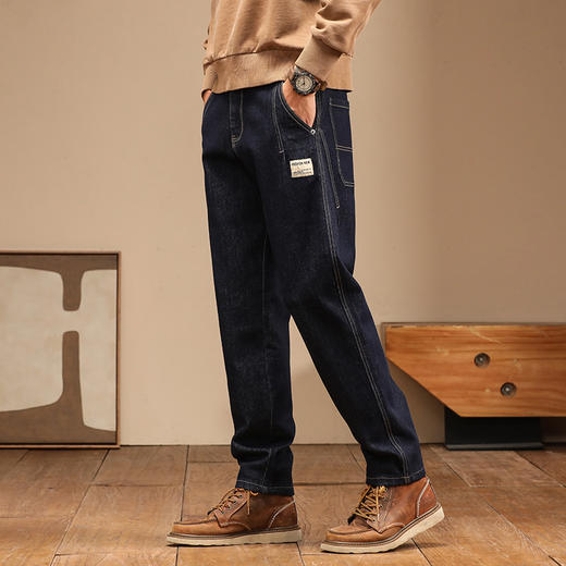 【新款DQ】大依优型大码潮款小脚牛仔裤长裤男舒适休闲简约百搭加肥加大男装 商品图1