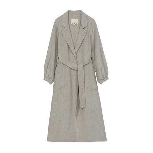 谜底长款毛呢大衣女2024秋款通勤风气质平驳领呢子外套243MD1084 商品图4