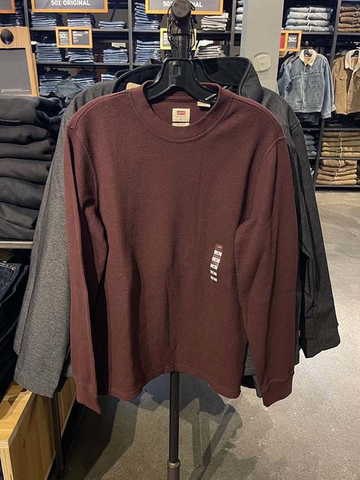 Levi’s/李维斯 男士棉混纺标准款华夫格纯色/条纹圆领长袖T恤 商品图3