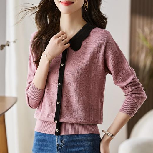 时髦简约设计感钉珠针织衫，韩系优雅休闲通勤上衣CC- LL-94031 商品图2