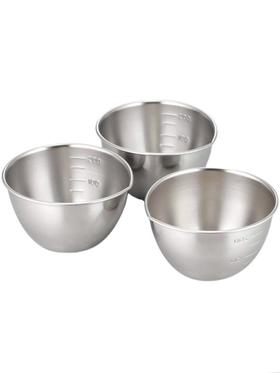 下村304不锈钢小套盆打蛋盆刻度烘焙料理盆（3件套）