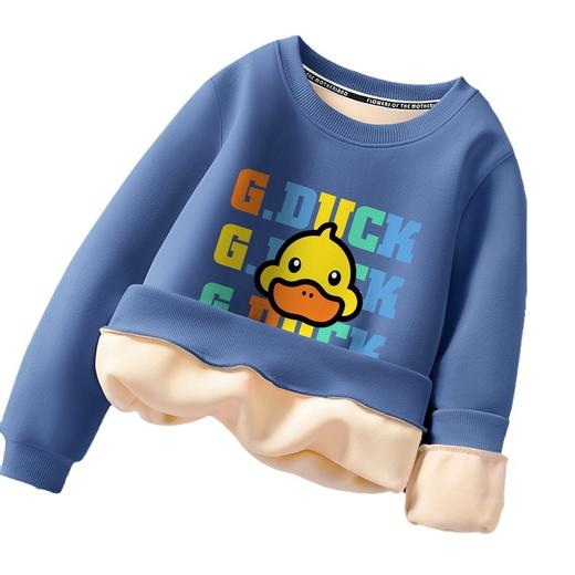 小黄鸭儿童加绒卫衣2024年秋季款男童长袖韩版洋气宝宝加厚套头衫 商品图4