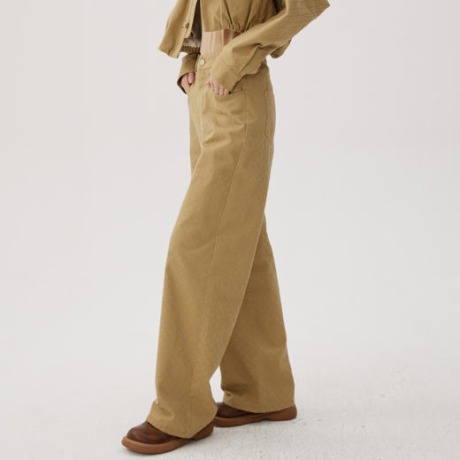 谜底直筒裤女2024秋季新品通勤风时尚高腰纯棉休闲长裤243MK0969 商品图1