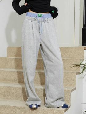 Mood Like Me/MCK2410/可爱双腰头撞色拼接休闲阔腿裤