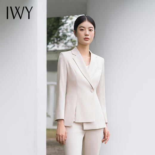 IWY/春秋米白色职业西装微喇裤套裤正式场合招待医美面试职业正装C11386+P32312 商品图3