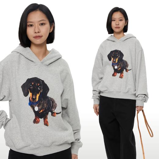 WassupHouse银牌狗狗印花插袋短宽连帽卫衣 商品图4