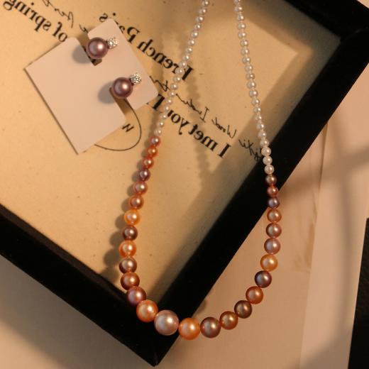 甄珠贝【城堡】幻彩珍珠塔链 天然无核淡水珍珠3-9mm 正圆基本无暇 商品图2