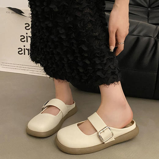 【法式高级感❗️软软超好穿半拖鞋】百搭不挑人，超显气质，复古银色女新款软底平底一脚蹬包头拖鞋女夏季外穿 商品图2