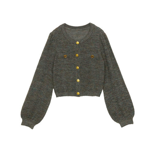 谜底针织开衫长袖女2024秋季新品小香风单排扣短款毛衫243MZ1279 商品图4