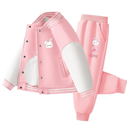 童装儿童套装女童2024新款粉色外套女大童春秋运动棒球服休闲裤潮 商品图4