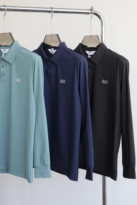 2H 速干弹力压胶 翻领长袖T恤 CX164