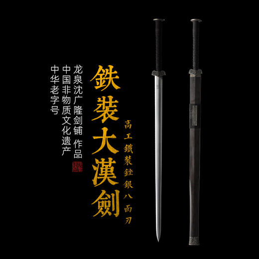 铁装汉剑 八面汉剑沈广隆剑铺 龙泉沈广隆宝剑传统剑收藏剑 sgl-6001 未开刃 商品图0