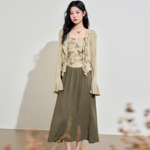 新中式国风天丝蝴蝶提花连衣裙女早春复古优雅拼接长裙V3442397 商品图4