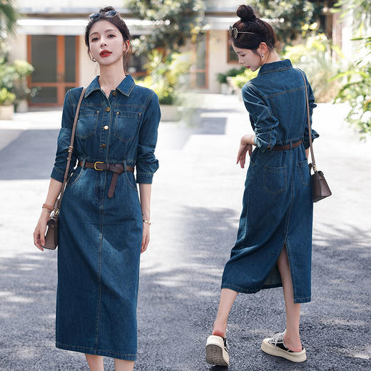 牛仔翻领连衣裙，韩版时尚气质显瘦中长款裙HR-HSYL2831 商品图0