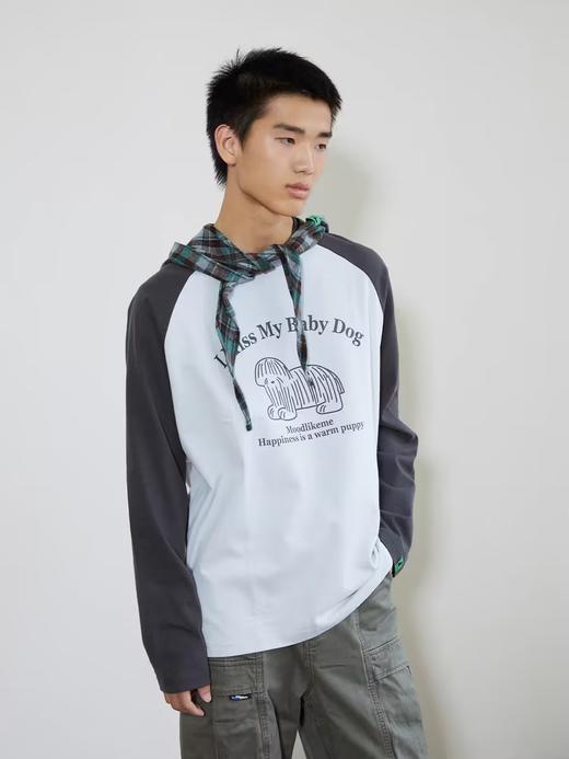 Mood Like Me/MTX2445/线条小狗插肩袖 磨毛长袖T恤 商品图2