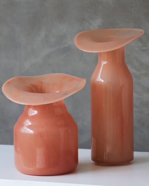 创意简约高级渐变色大口手工玻璃水培花瓶家居软装台面餐桌摆件 商品图2