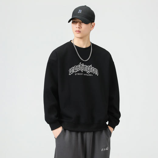 【Q】【新款DQ】大依优型大码圆领卫衣男宽松休闲上衣胖子加肥加大男士潮流 商品图0