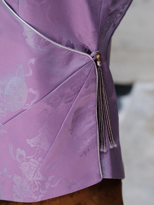 微瑕秒杀/盛唐牡丹 |吉祥八宝花锦缎马甲(不夹棉) 商品图2