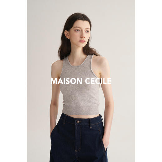 MAISON CECILE 羊绒羊毛卷边显瘦针织背心 商品图4