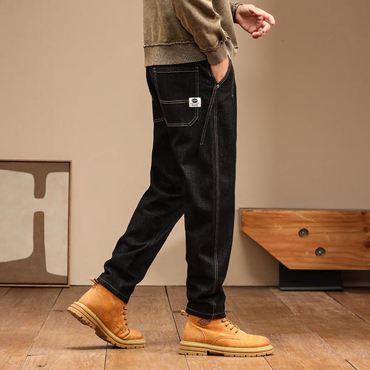 【新款DQ】大依优型大码潮款小脚牛仔裤长裤男舒适休闲简约百搭加肥加大男装 商品图5