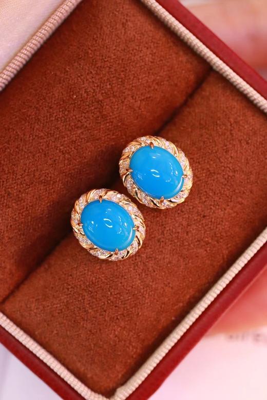 4.62ct 松绿石耳钉 商品图3