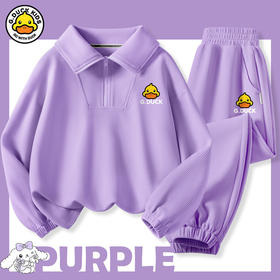 小黄鸭儿童套装2024年新款春季华夫格女童套装时尚洋气休闲两件套