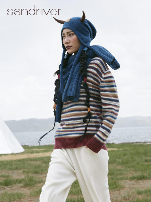 青海果洛牦牛绒 羊绒牛角帽SJF96P626N 商品图1