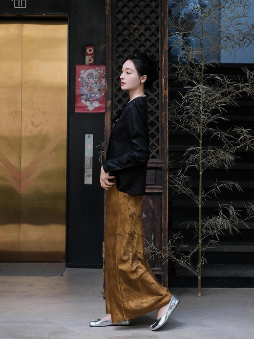 盛唐婧 |月白中式国风丝毛半身裙 商品图2