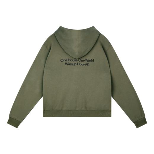 WassupHouse宽松短宽印花插袋连帽卫衣 商品图10