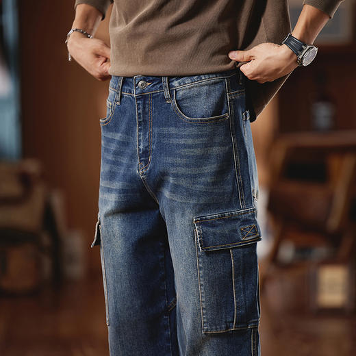 【新款DQ】大依优型大码阔腿工装牛仔裤长裤男舒适休闲简约百搭加肥加大男装潮款 商品图2