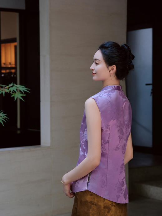 微瑕秒杀/盛唐牡丹 |吉祥八宝花锦缎马甲(不夹棉) 商品图3