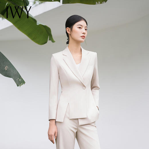 IWY/春秋米白色职业西装微喇裤套裤正式场合招待医美面试职业正装C11386+P32312 商品图2