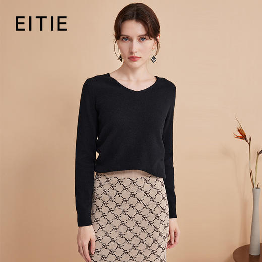 EITIE爱特爱秋季新款羊毛羊绒舒适保暖打底百搭针织衫D2401409 商品图0