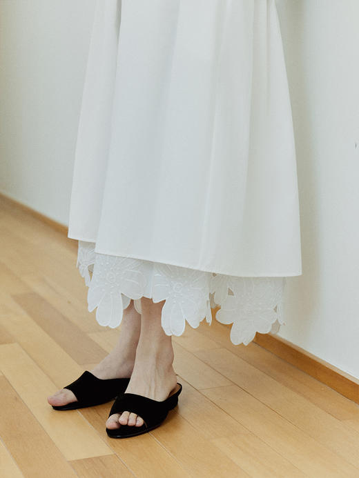 Even Vintage|松弛自由感 白色A字裙拼接立体镂空花边刺绣半裙 商品图1