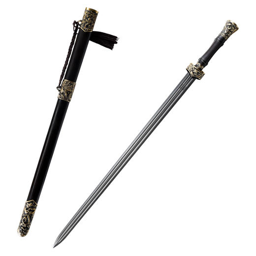 龙凤越王剑 长剑 硬剑 花纹钢一体宝剑 龙泉传统剑 沈广隆宝剑 未开刃 商品图6