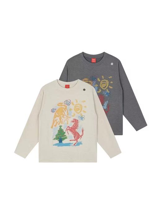 FMACM/TX2458/蜡笔手绘牛马舒适 亲肤长袖T恤 商品图3