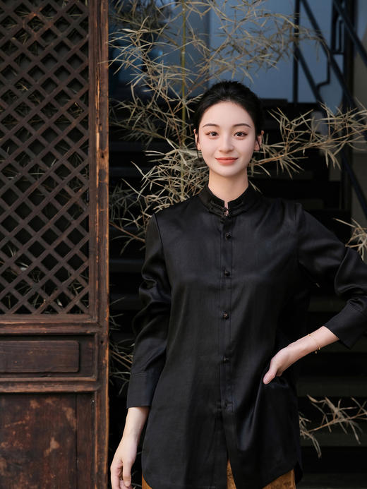 盛唐牡丹 |重缎皮子香云纱女衬衫 商品图0