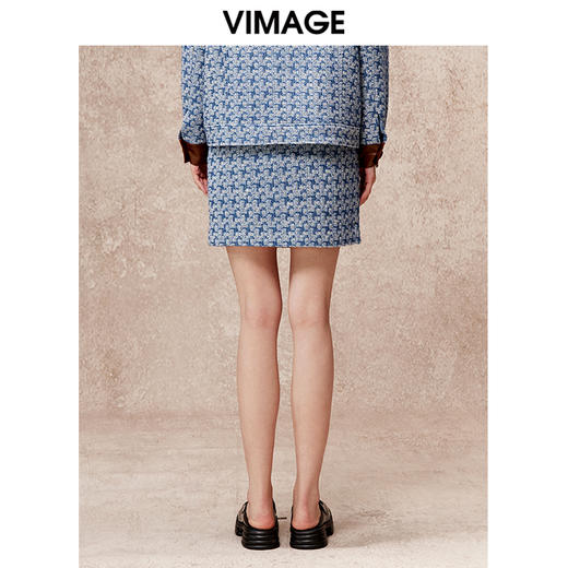 VIMAGE纬漫纪秋季新款高腰显瘦时尚复古印花短裙半身裙V2206815 商品图4