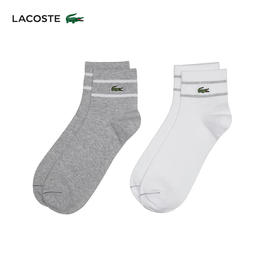 Lacoste法国鳄鱼男女同款新款条纹休闲舒适透气短筒袜子RA2932-98