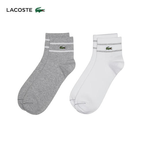 Lacoste法国鳄鱼男女同款新款条纹休闲舒适透气短筒袜子RA2932-98 商品图0
