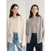 MAISON CECILE奶白/浅灰羊绒羊毛针织宽松百搭开衫 商品缩略图0