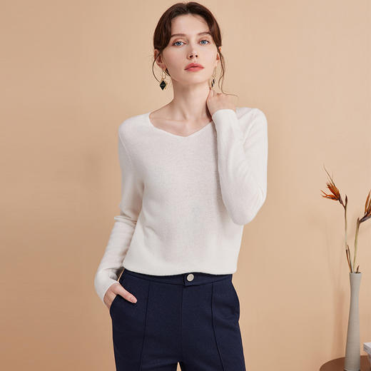 EITIE爱特爱秋季新款羊毛羊绒舒适保暖打底百搭针织衫D2401409 商品图10