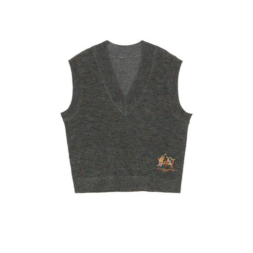 谜底针织背心马夹女2024秋新品文艺风百搭宽松毛衣马甲243MZ1328 商品图4