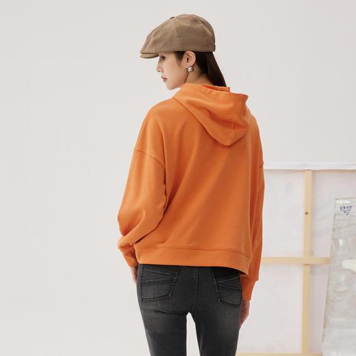 谜底连帽卫衣长袖女2024秋新品休闲风宽松绣花短款上衣243MV0970 商品图2