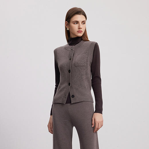 【无袖针织马甲外套】24年秋季新品女士100%羊毛无袖针织小外套 商品图1