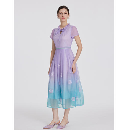 司歌渐变印花小立领连衣裙短袖A891060X 商品图4