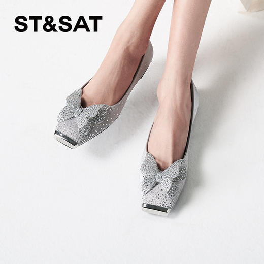 星期六金属方头仙女风蝴蝶水钻平底单鞋SSC3111321 商品图1