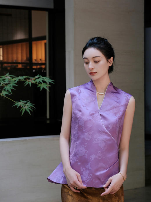 微瑕秒杀/盛唐牡丹 |吉祥八宝花锦缎马甲(不夹棉) 商品图0